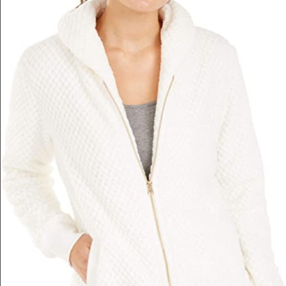 IDEOLOGY CREAM QUILTED FAUX FUR JACKET